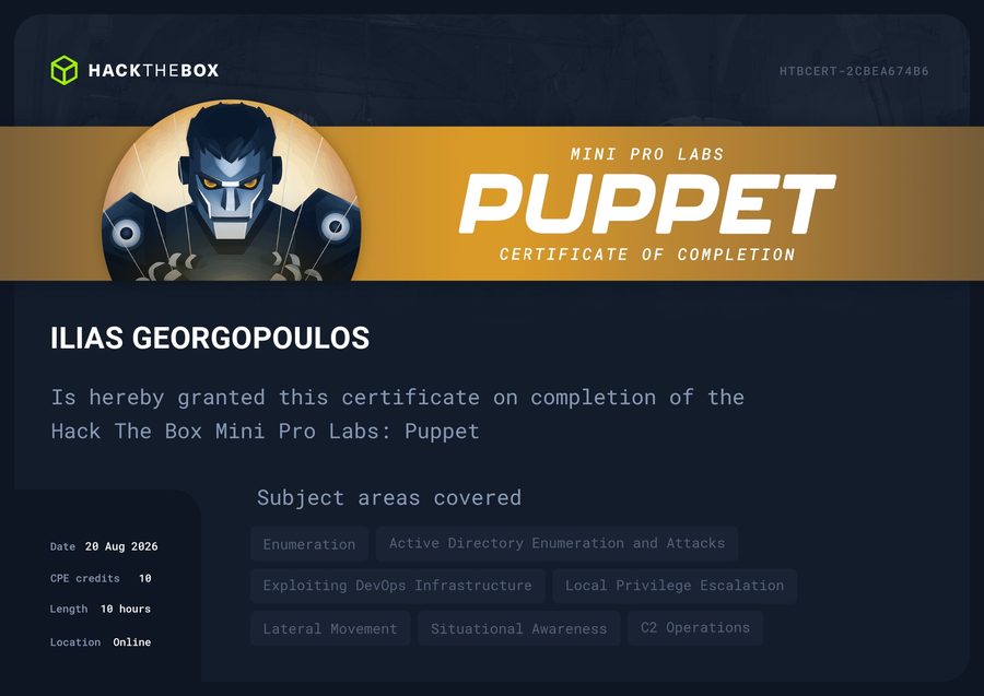 Hack The Box Pro Lab - Puppet