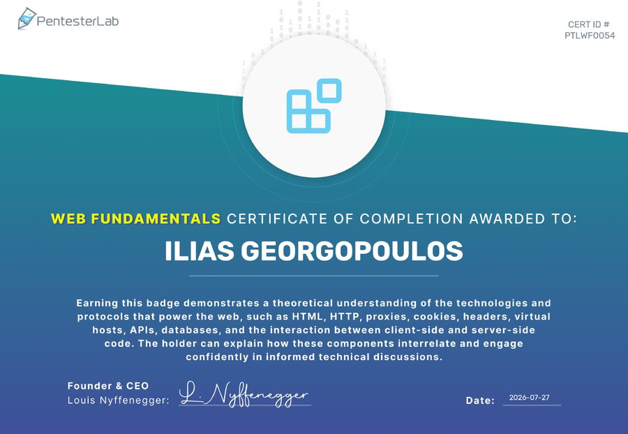 PentesterLab Badge - Web