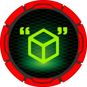 Hack The Box Caption machine artwork with a green cube inside a red circular frame