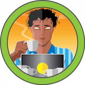 Hack The Box Remote artwork showing a person at a laptop inside a green circle