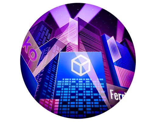 Hack The Box Xen Mini Pro Lab artwork with a purple futuristic city